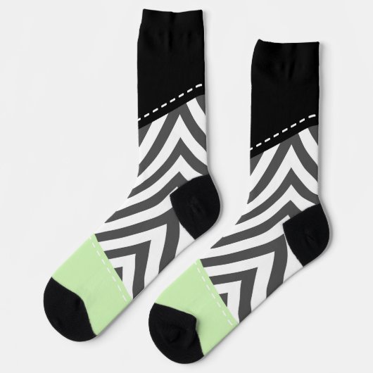 Grijze zigzag, Grijze Chevron, Zigzag Pattern, Min Sokken (Links)