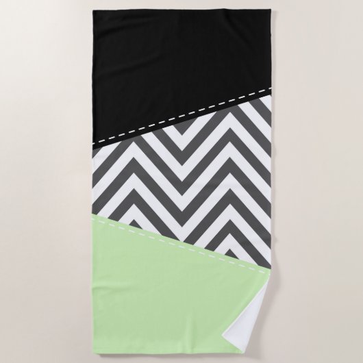 Grijze zigzag, Grijze Chevron, Zigzag Pattern, Min Strandlaken (Voorkant)