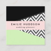 Grijze zigzag, Grijze Chevron, Zigzag Pattern, Min Vierkante Visitekaartje (Voorkant)