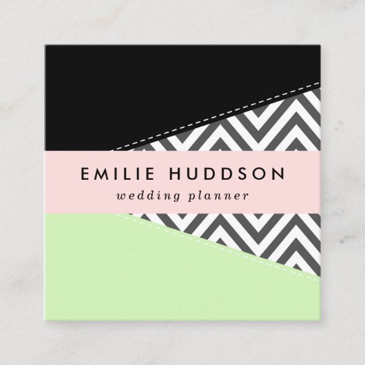 Grijze zigzag, Grijze Chevron, Zigzag Pattern, Min Vierkante Visitekaartje (Voorkant)
