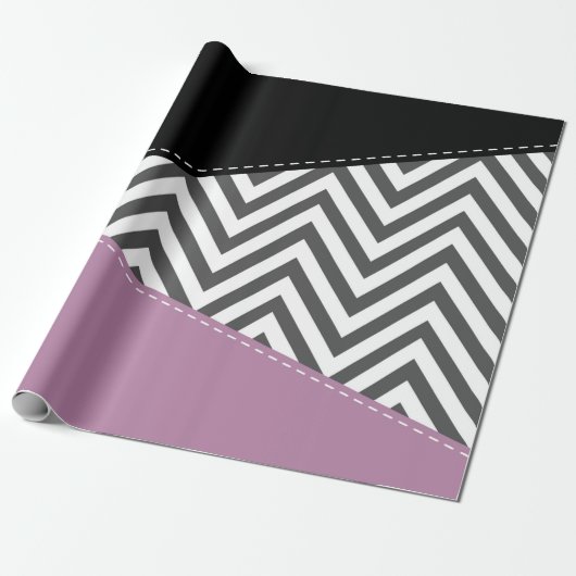 Grijze zigzag, Grijze Chevron, Zigzag Pattern, Paa Cadeaupapier (Uitgerold)