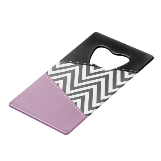 Grijze zigzag, Grijze Chevron, Zigzag Pattern, Paa Creditkaart Flessenopener (Achterkant Gekanteld)
