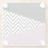 Grijze zigzag, Grijze Chevron, Zigzag Pattern, Paa Glazen Onderzetter (Achterkant)