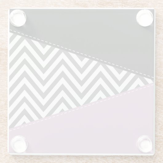 Grijze zigzag, Grijze Chevron, Zigzag Pattern, Paa Glazen Onderzetter (Achterkant)
