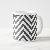 Grijze zigzag, Grijze Chevron, Zigzag Pattern, Paa Grote Koffiekop (Voorkant rechts)