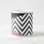 Grijze zigzag, Grijze Chevron, Zigzag Pattern, Paa Grote Koffiekop (Voorkant)