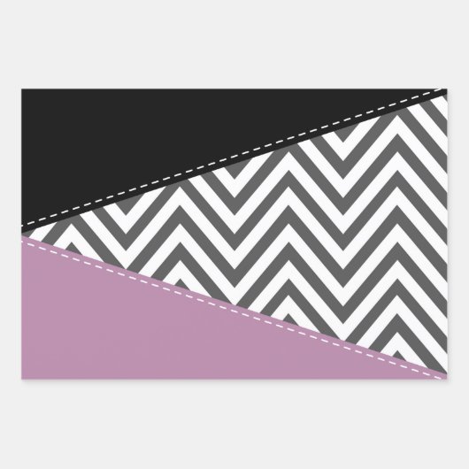 Grijze zigzag, Grijze Chevron, Zigzag Pattern, Paa Inpakpapier Vel (Voorkant 2)