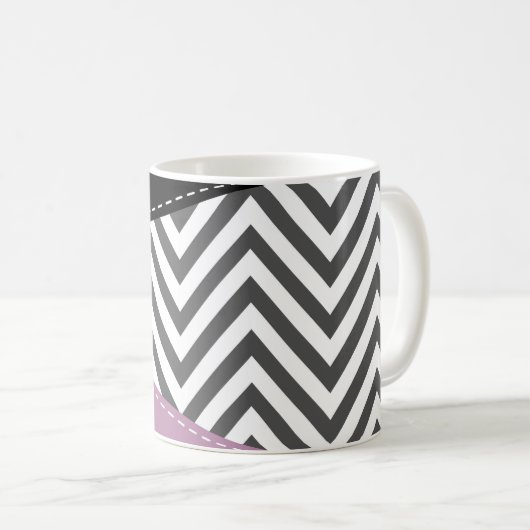 Grijze zigzag, Grijze Chevron, Zigzag Pattern, Paa Koffiemok (Voorkant rechts)