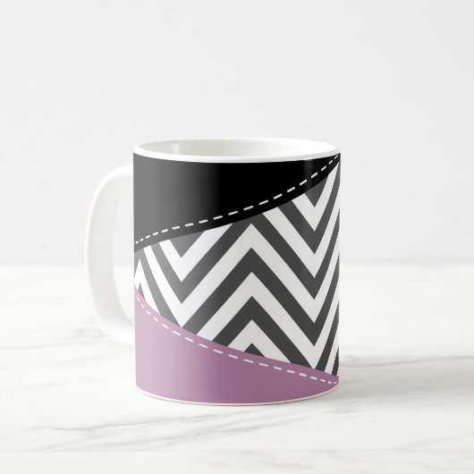 Grijze zigzag, Grijze Chevron, Zigzag Pattern, Paa Koffiemok (Voorkant links)