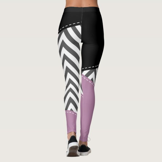 Grijze zigzag, Grijze Chevron, Zigzag Pattern, Paa Leggings (Achterkant)