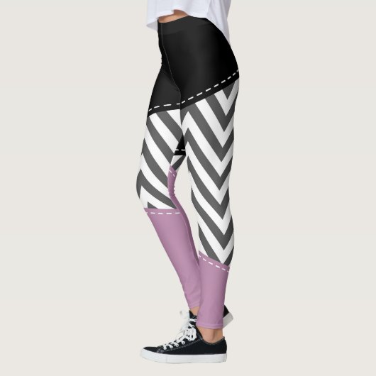 Grijze zigzag, Grijze Chevron, Zigzag Pattern, Paa Leggings (Links)