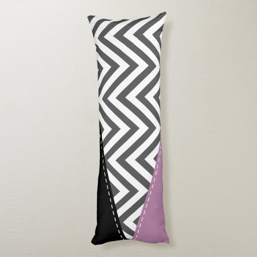 Grijze zigzag, Grijze Chevron, Zigzag Pattern, Paa Lichaamskussen (Achterkant (Verticaal))