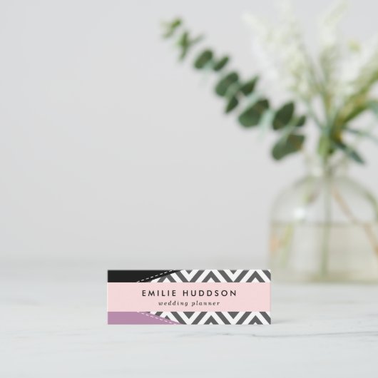 Grijze zigzag, Grijze Chevron, Zigzag Pattern, Paa Mini Visitekaartje (Staand voorkant)