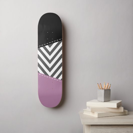 Grijze zigzag, Grijze Chevron, Zigzag Pattern, Paa Persoonlijk Skateboard (Muurkunst)