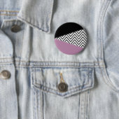 Grijze zigzag, Grijze Chevron, Zigzag Pattern, Paa Ronde Button 5,7 Cm (In situ)