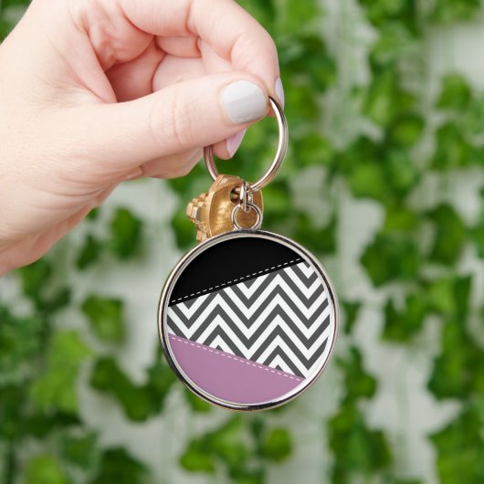 Grijze zigzag, Grijze Chevron, Zigzag Pattern, Paa Sleutelhanger (Hand)