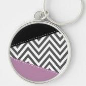 Grijze zigzag, Grijze Chevron, Zigzag Pattern, Paa Sleutelhanger (Voorkant)