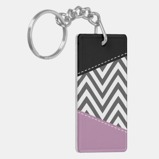 Grijze zigzag, Grijze Chevron, Zigzag Pattern, Paa Sleutelhanger (Voorkant Links)