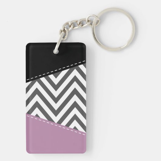 Grijze zigzag, Grijze Chevron, Zigzag Pattern, Paa Sleutelhanger (achterkant)