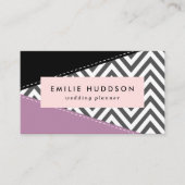 Grijze zigzag, Grijze Chevron, Zigzag Pattern, Paa Visitekaartje (Voorkant)
