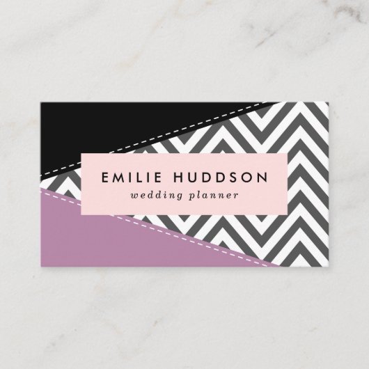 Grijze zigzag, Grijze Chevron, Zigzag Pattern, Paa Visitekaartje (Voorkant)