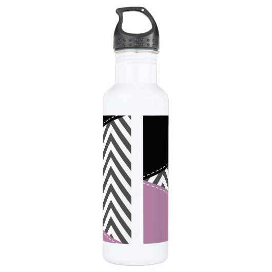 Grijze zigzag, Grijze Chevron, Zigzag Pattern, Paa Waterfles (Achterkant)