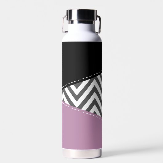 Grijze zigzag, Grijze Chevron, Zigzag Pattern, Paa Waterfles (Voorkant)