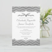 Grijze Zigzag Wedding Invitting Kaart (Staand voorkant)