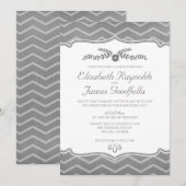 Grijze Zigzag Wedding Invitting Kaart (Voorkant / Achterkant)