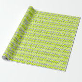 Grijze zigzagstroken met groen licht cadeaupapier (Uitgerold)