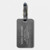 Grijze zilver geborsteld metaal moderne monogram b bagagelabel (Achterkant verticaal)