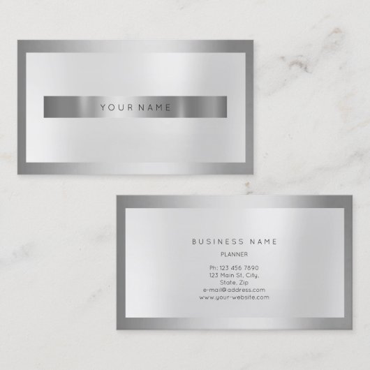 Grijze zilver Lijst Metaalachtig MInimaal Minimale Visitekaartje (Voorkant / Achterkant)