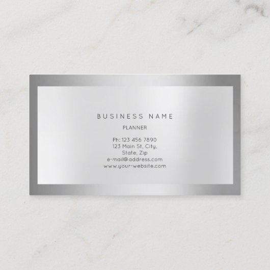 Grijze zilver Lijst Metaalachtig MInimaal Minimale Visitekaartje (Achterkant)