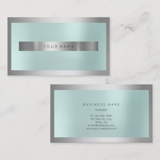 Grijze zilver Lijst Minimale hoeveelheid Aqua Visitekaartje (Voorkant / Achterkant)