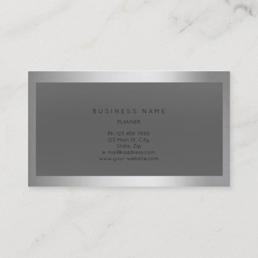 Grijze zilver Metallic Lijst Minimale monochromati Visitekaartje (Achterkant)