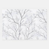 Grijze Zilveren Sneeuwvlok Bomen Kerst Inpakpapier Vel (Voorkant 2)