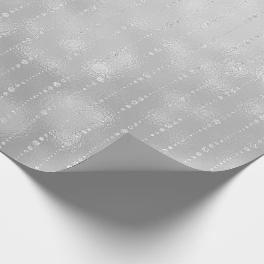 Grijze zilveren strips vallen glanzend glanzend gl cadeaupapier (Hoek)