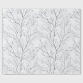 Grijze Zilveren Winterbomen Kerstmis Cadeaupapier (Vlak)