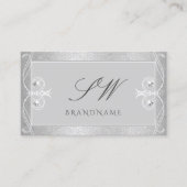  grijze zilvermozaïeksparkle-Initialen Visitekaartje (Voorkant)