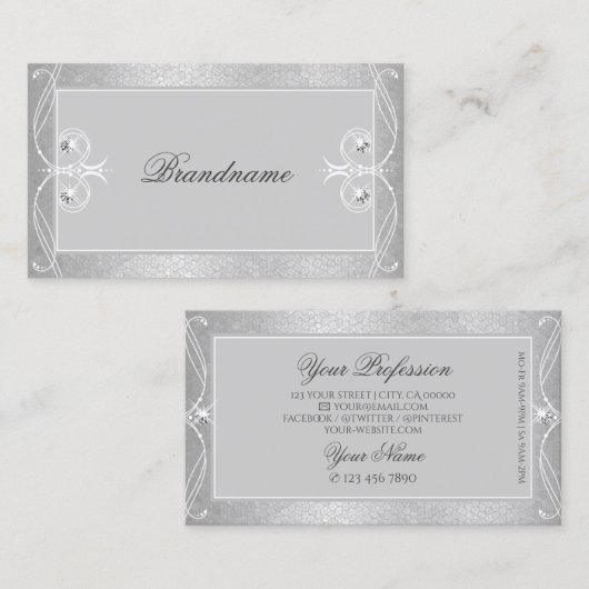  grijze zilvermozaïeksparkle-Ornamenten Visitekaartje (Voorkant / Achterkant)