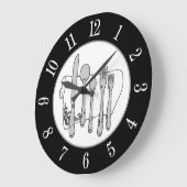 Grijze zilverware White nakin-nummer (zwart) Grote Klok (Hoek)