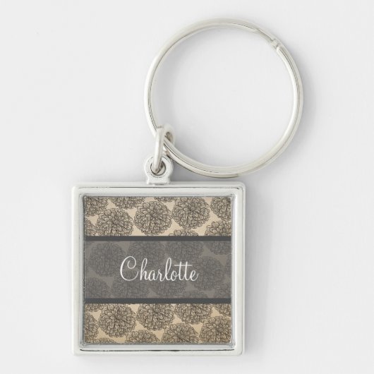 Grijze Zinnia Premium Sleutelhanger (Voorkant)