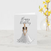 Grijze Zodiac Goddess Gemini Custom Happy Birthday Kaart (Gele Bloem)