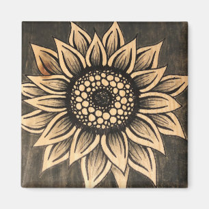 Grijze zonnebloem Magnet