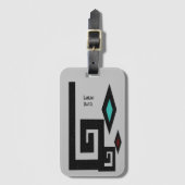 Grijze Zuidwestelijke Stijl Geometrische Bagagelab Bagagelabel (Voorkant (verticaal))