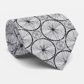 Grijze zwart - Bike Wheels Pattern Stropdas (Opgerold)
