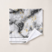 Grijze zwart en gouden moderne marmer - Elegant Bad Handdoek (Wasdoekje)