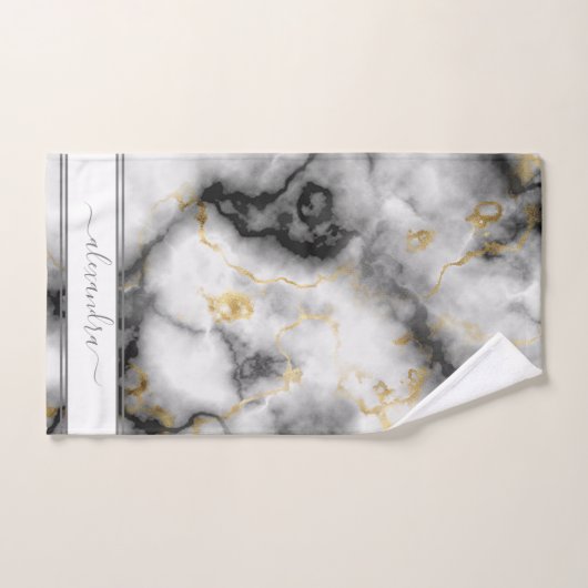 Grijze zwart en gouden moderne marmer - Elegant Bad Handdoek (Handdoek)
