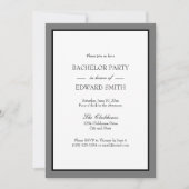 Grijze Zwart Rand Bachelorfeest Uitnodigingen (Voorkant)
