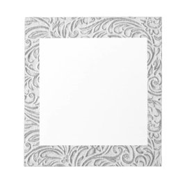 Grijze zwart-wit  Floral Scrollwork Grafisch Notitieblok